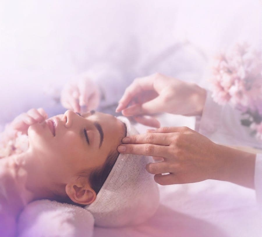 Facial treatment at a skincare clinic